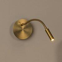 Lucide LED battery wall spotlight Jolijn, gold matt, flexible arm, 11 cm, magnet