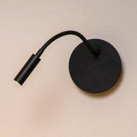 Lucide LED battery wall spotlight Jolijn, black, flexible arm, 11 cm, magnet