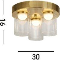 Searchlight LED ceiling light Highball, brass-coloured, IP44, glass