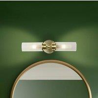 Searchlight Imperial wall light, brass, 2-bulb, steel, glass, IP44