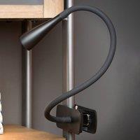 Lucide LED clip-on light Zozy, black, 3-StepDim, flex arm