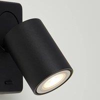Searchlight Switched wall light, black, aluminium, switch, GU10