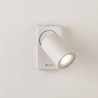 Searchlight Switched wall light, white, aluminium, switch, GU10