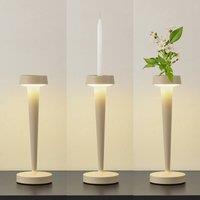 Lucande LED rechargeable candle holder Lea, vase, beige, 28 cm