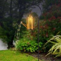 Globo LED solar light 336523, gold, watering can, ground spike, metal
