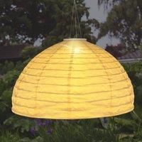 Globo LED pendant light 33982, white, linen, plastic