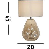 Searchlight Devon table lamp, white/cream, height 44.5 cm, textile/glass