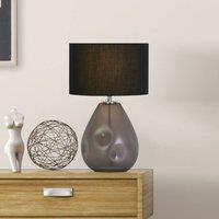 Searchlight Devon table lamp, black/smoke grey Height 44.5 cm textile/glass