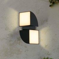 Searchlight LED outdoor wall light Dakota, black, height 21 cm, 2-bulb