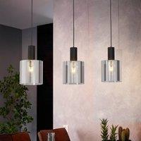 EGLO Gorosiba hanging light, black, length 85 cm, steel/glass, 3-bulb