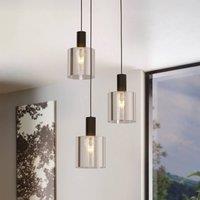 EGLO Gorosiba hanging light, black, 41 cm, steel/glass, 3-bulb.