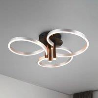 Trio Lighting Caruso LED ceiling lamp, aluminium/black, 66 cm, metal CCT dimmable