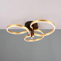Trio Lighting Caruso LED ceiling lamp, gold/black, 66 cm metal CCT dimmable