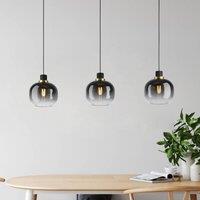 EGLO Oilella hanging light, black-grey, length 95 cm, glass, 3-bulb.