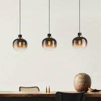 EGLO Oilella hanging light, black-brown, length 95 cm, glass, 3-bulb.