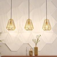 EGLO Stype hanging light, gold-coloured, length 96 cm, steel, 3-bulb.