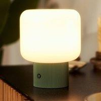 Lucande Katrin Palme LED battery-powered table lamp, green, glass