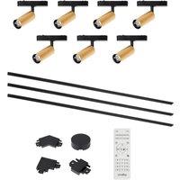 Lindby Lumaro track lighting system, spots, 7-bulb, gold, 4cm,48V,dimmable