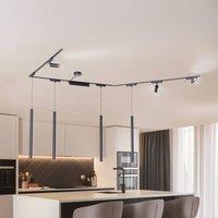 Lindby Track lighting system Lumaro,spots,pendant,7-bulb,black,48V,dimmable