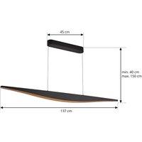 Lucande LED pendant light Clavit, black, 140 cm, CCT