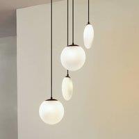 Lucande Lunelle pendant light, black, glass, 4-bulb, 40 cm