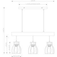 Globo Mina pendant light, length 60 cm, black/brown, 3-bulb.