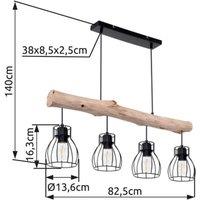 Globo Mina pendant light, length 83 cm, black/brown, 4-bulb.