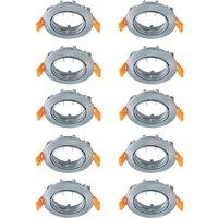 Prios Fibur recessed ceiling light, grey, zinc, 8.2 cm, 10 units