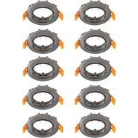 Prios recessed ceiling light Fibur, dark grey, 8cm, set of 10
