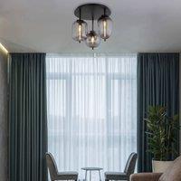 Globo Blacky ceiling lamp, black/smoke grey, 46 cm, glass, 3-bulb.