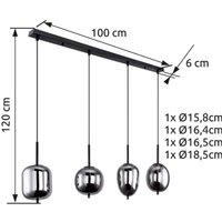 Globo Blacky hanging light, black/smoke grey, length 110 cm, 4-bulb.
