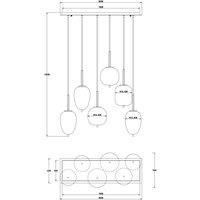 Globo Blacky hanging light, black/smoke grey, length 80 cm, 6-bulb.