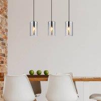 Globo Hanging light Olly, length 63 cm, smoke grey, glass, 3-bulb.