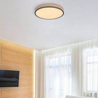 Globo Doro LED ceiling lamp, 45 cm, dark graphite/wood, wood, CCT