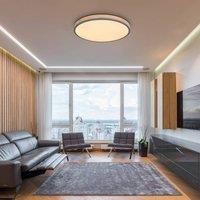 Globo Doro LED ceiling lamp, 60 cm, dark graphite/wood, wood, CCT