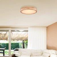 Globo Rainer LED ceiling lamp, 40 cm, wood-effect, metal, CCT