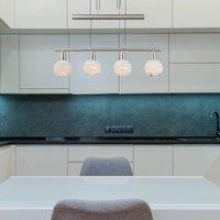 Globo Elliott hanging light, length 60 cm, matt nickel, metal/glass