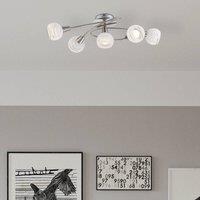 Globo Elliott ceiling lamp, length 62 cm, matt nickel, metal/glass