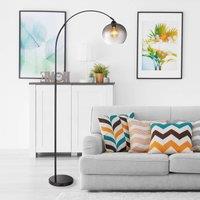 Globo Newcastle floor lamp, height 196 cm, black matt/smoke grey