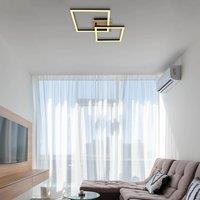 Globo Bossy LED ceiling lamp, length 53, black/dark wood, wood