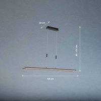 FISCHER & HONSEL Shine-Wood LED pendant light, oak/black, 125 cm, CCT