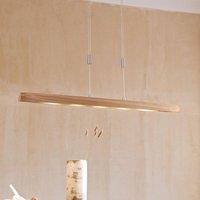FISCHER & HONSEL Shine-Wood LED pendant light, oak wood/nickel, 106 cm, CCT