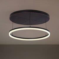 Lucande Orven LED ceiling lamp, black/wood, 50cm, dimmable
