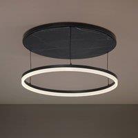 Lucande Orven LED ceiling lamp, black/marble, 50 cm, dimmable.