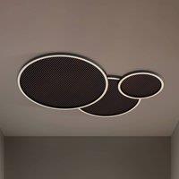 Lucande LED ceiling light Orven, black/wood, 80 cm, dimmable
