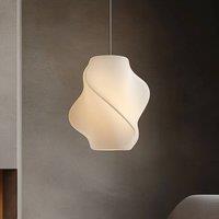 Lucande Tovina pendant light, textile, white, 35cm