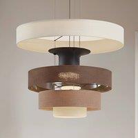 Lucande LED hanging light Peldano, 50 cm brown/beige, step-dimmable