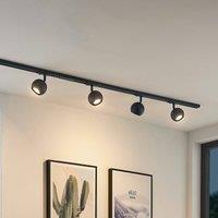 Lindby track lighting system Linaro, GU10, 4-bulb, black, 9 cm