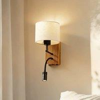 Lucande Lieske wall light, 39 cm, beige, textile, reading light