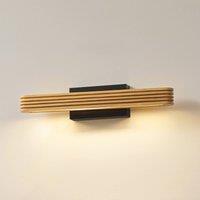 Lucande LED wall light Lieske, 40 cm, wood, black